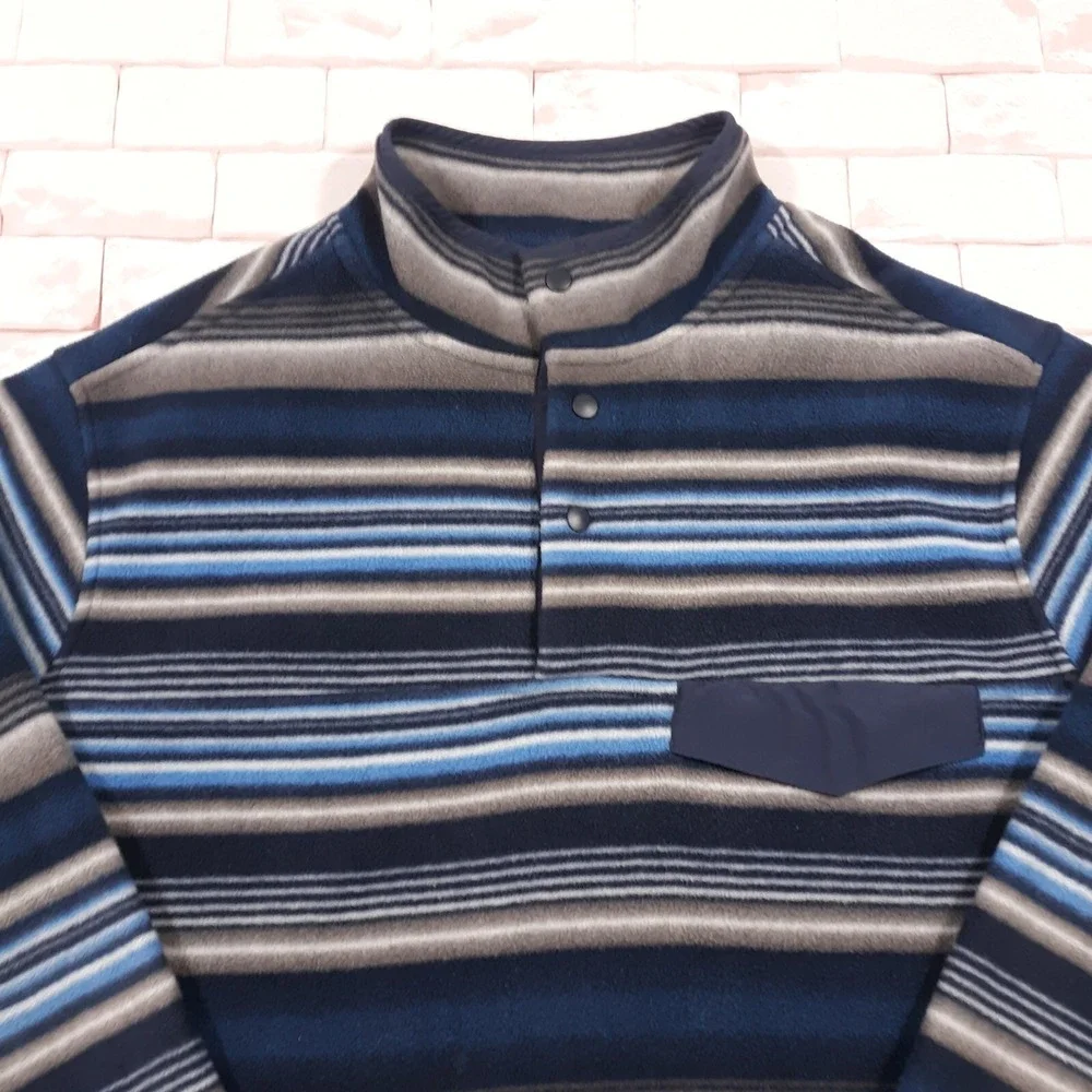 Southern Grit Fleece Sweater Polyester Mens 2XL Outdoor Snaps Blue Pullover
